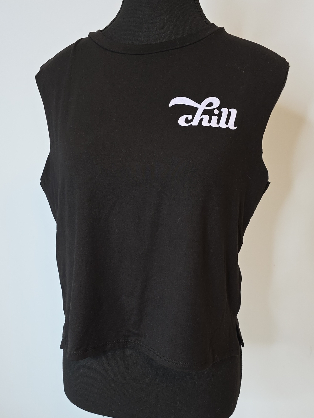 good hYOUman Black Muscle Tee with White "chill" Script